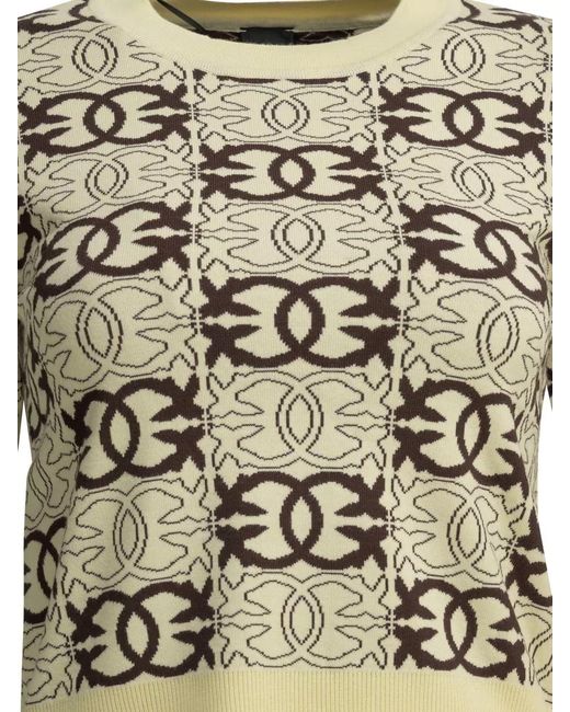 Pinko White Knit Top Crew Neck Cropped Long Sleeves