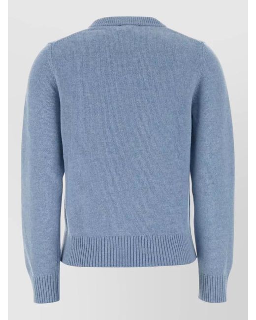 Ganni Blue Wool Crew-Neck Sweater