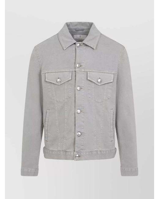Brunello Cucinelli Gray Denim Cotton Jacket Flap Pockets for men