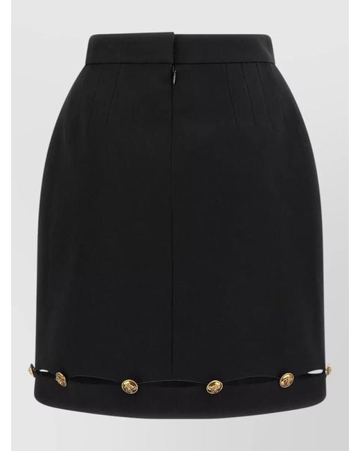 Versace Black Virgin Wool High-Rise Cutout Mini Skirt