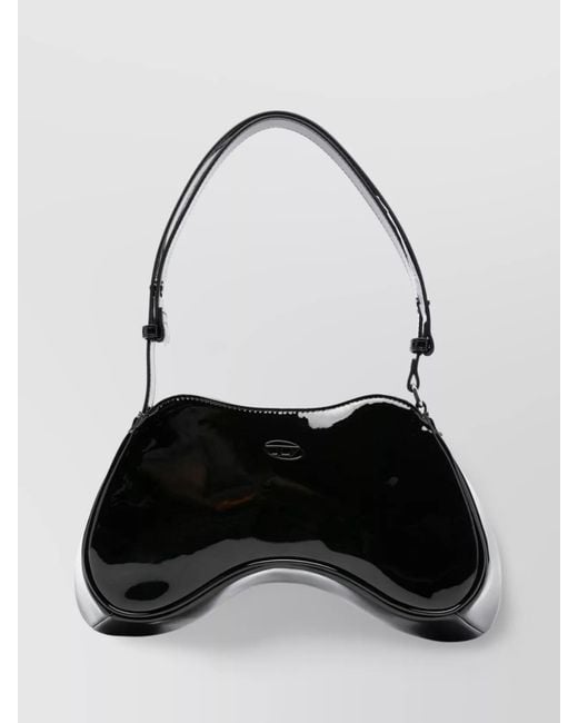 DIESEL Black Play Large Patent Shoulder Bag