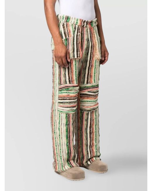 VITELLI Natural Striped Wide-Leg Trousers for men