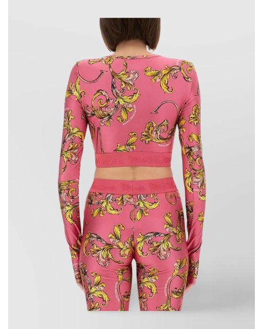 Versace Jeans Couture Red Printed Cropped Top