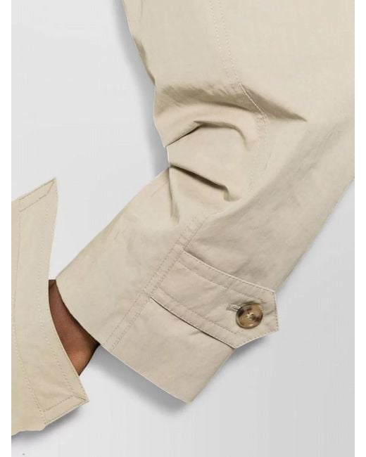 DUNST Natural Long Cotton Blend Coat Buttoned Cuffs Pockets