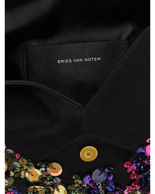 Dries Van Noten Multicolor Sequin Envelope Clutch Chain Strap Design