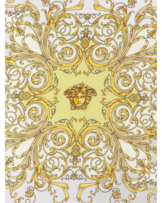 Versace Metallic Silk Barocco Print Square Scarf