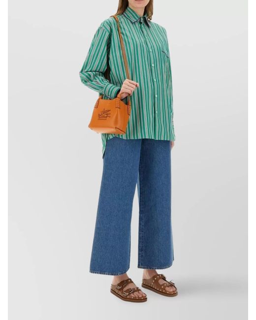 Etro Green Relaxed Stripes Shirt