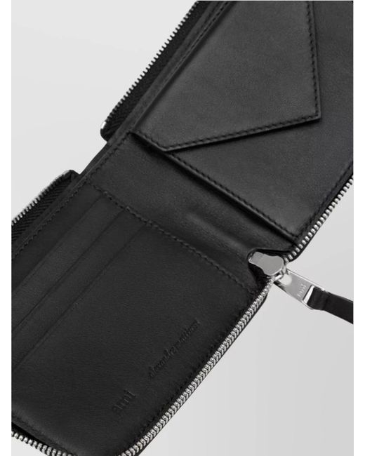 AMI Black Leather Zip-Around Wallet