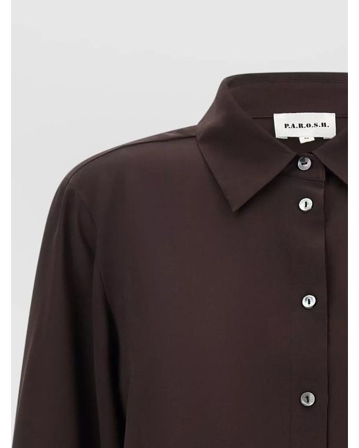 P.A.R.O.S.H. Black Sweet26 Shirt Long Sleeves Rounded Hem
