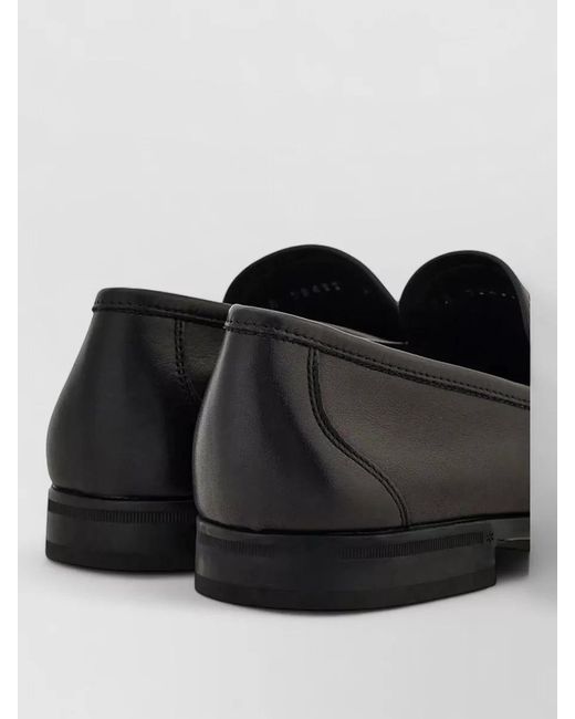 Ferragamo Black Gancini Detail Tubular Leather Loafers Rubber Sole for men