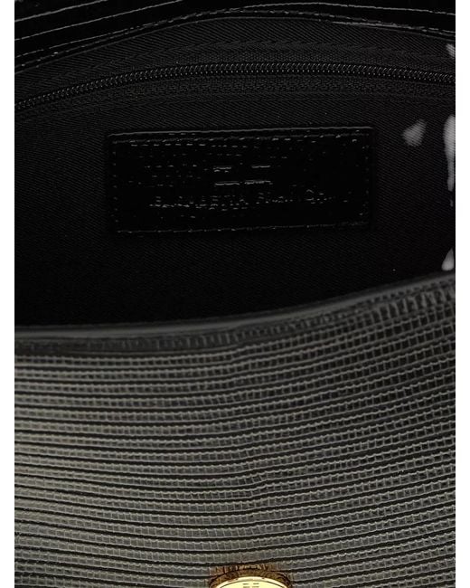 Elisabetta Franchi Black Lizard Pattern Crossbody Bag Chain