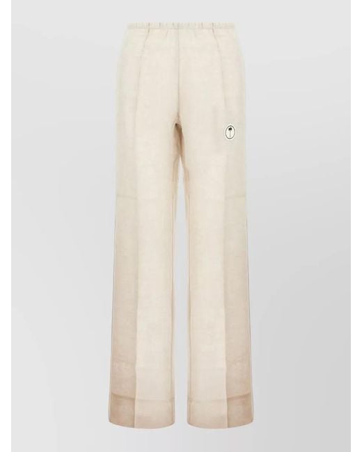 Palm Angels Natural Wide Leg Pants Side Stripe Detail