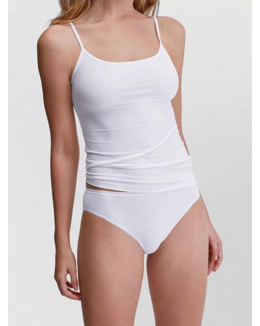 Calida White Loungewear Underwear Slip Elastic Waistband Seamless Straps