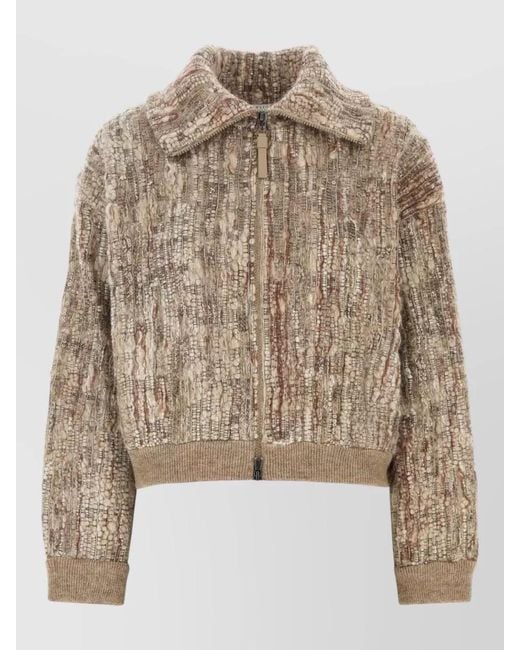 Brunello Cucinelli Brown Mohair Hooded Zip Jacket