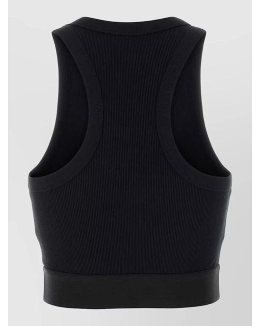 Givenchy Blue Stretch Cotton Crew Neck Ribbed Top
