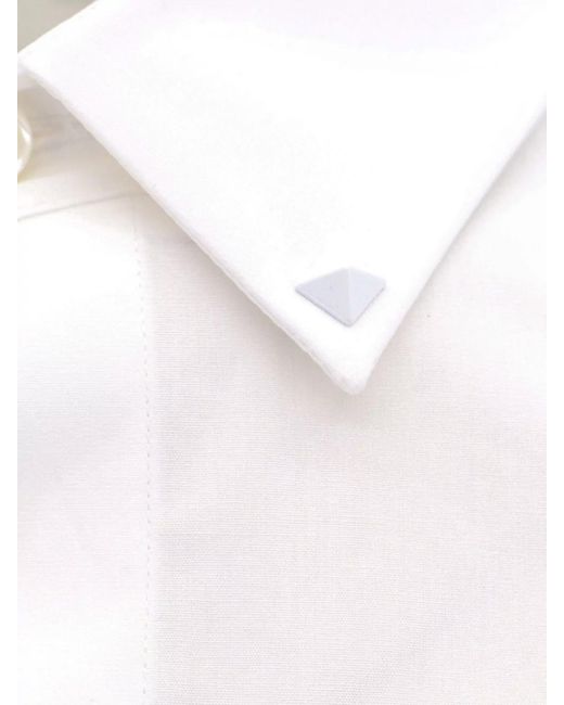 Valentino White Cotton Slim-Fit Long-Sleeve Shirt for men