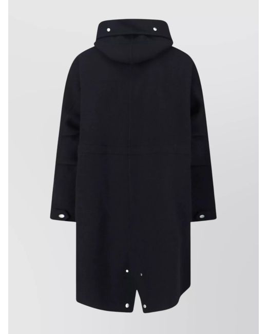Jil Sander Blue Virgin Wool Hooded Jacket for men