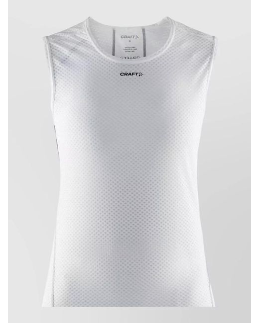 C.r.a.f.t White Mesh Crew Neck Sleeveless Top
