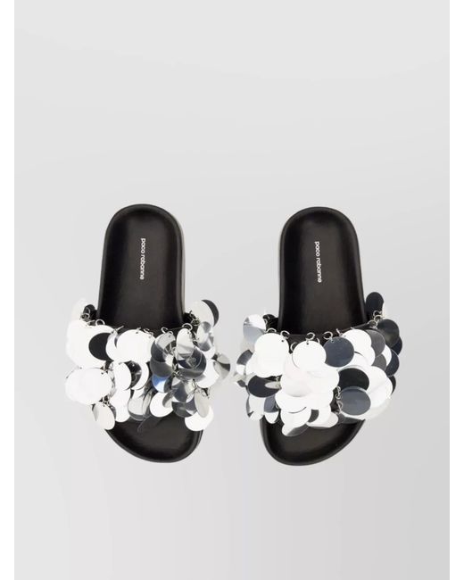 Rabanne Metallic Embellished Flat Sole Open Toe Sandal