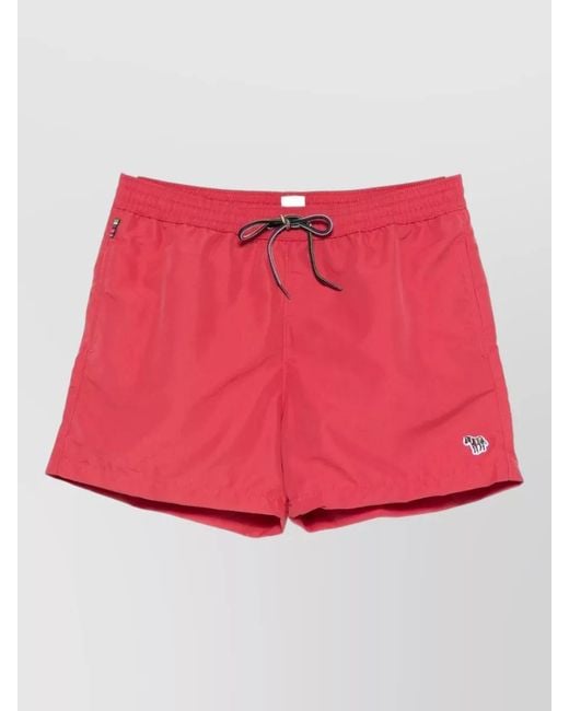 Paul Smith Red Printed Swim Shorts for men