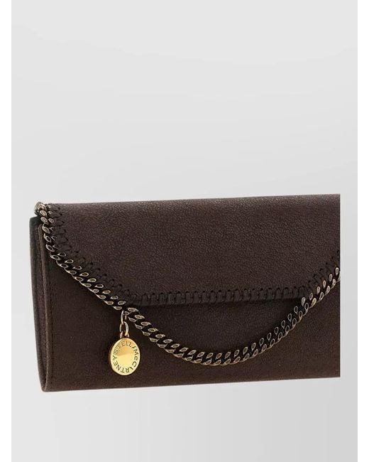 Stella McCartney Black Falabella Continental Wallet Chain Strap Design