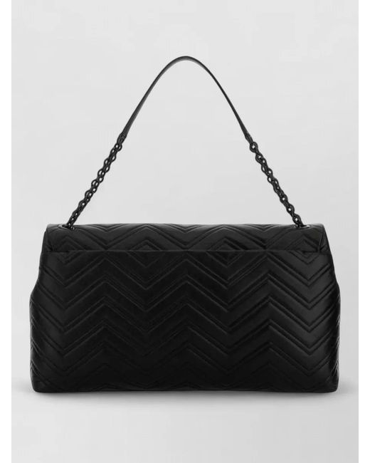 Gucci Black Shoulder Bag Chevron Pattern Chain Strap