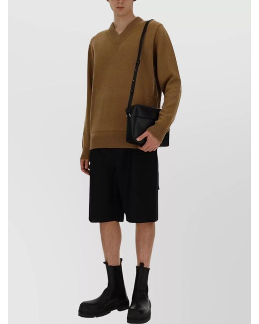Jil Sander Brown V-Neck Sweater for men