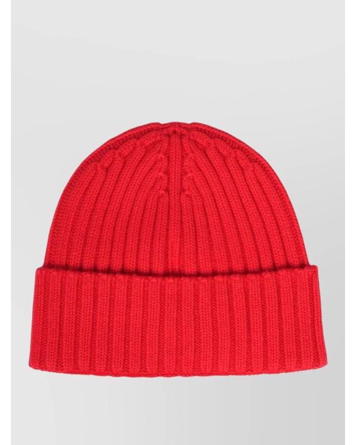 Mc2 Saint Barth Red Knit Hat Rib Pattern Turn Up Brim for men