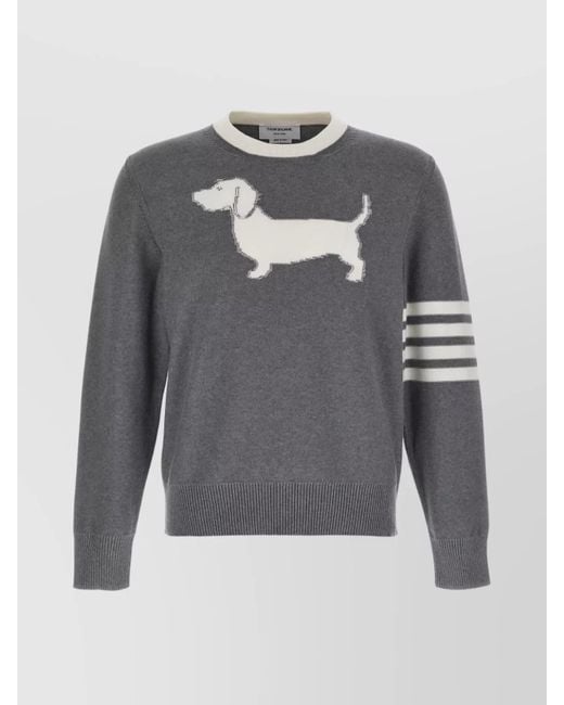 Thom Browne Gray Cotton 4-Bar Hector Jumper for men