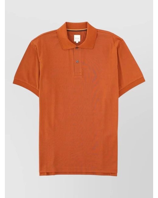 Paul Smith Orange Polo Collar Short Sleeve Cotton Top for men