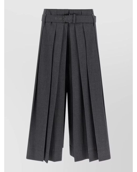 Brunello Cucinelli Gray High Waist Pleated Virgin Wool Bermuda Shorts