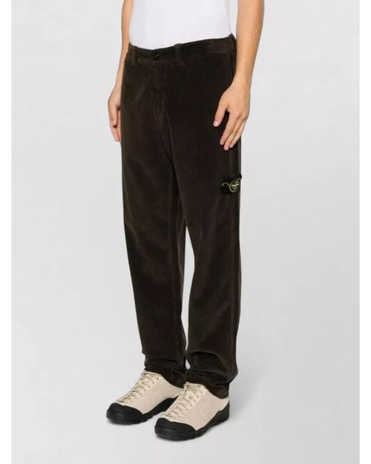 Stone Island Black Corduroy Straight-Leg Trousers for men
