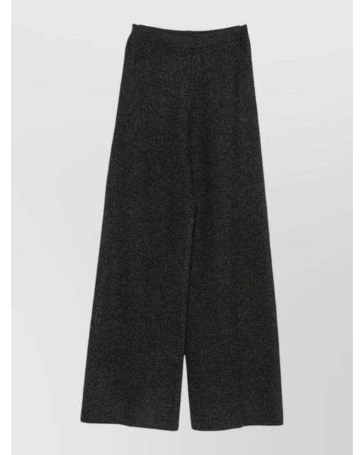 Semicouture Black Grace Wool High Waist Lounge Trousers