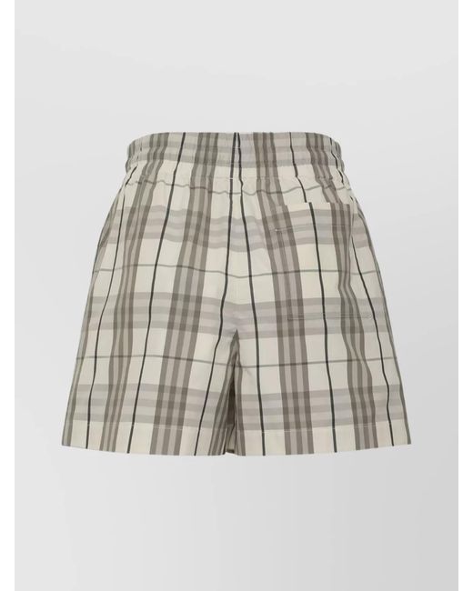 Burberry White Embroidered Cotton Shorts