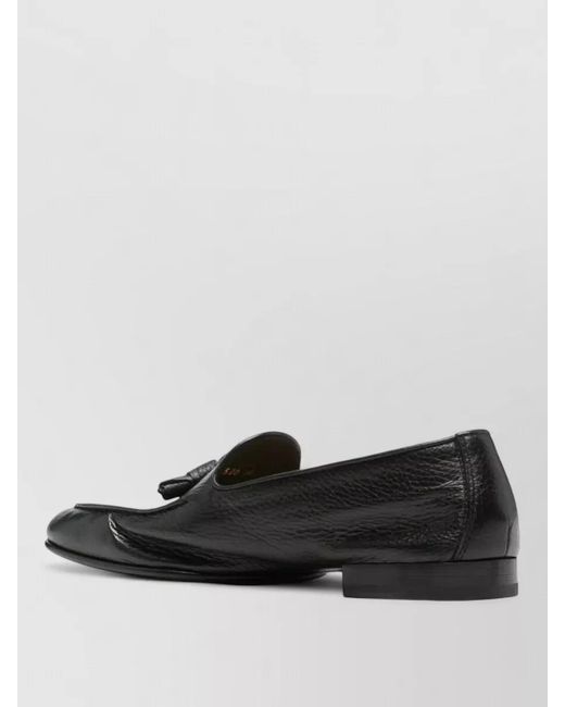 Doucal's Gray Leather Tassel Loafers for men