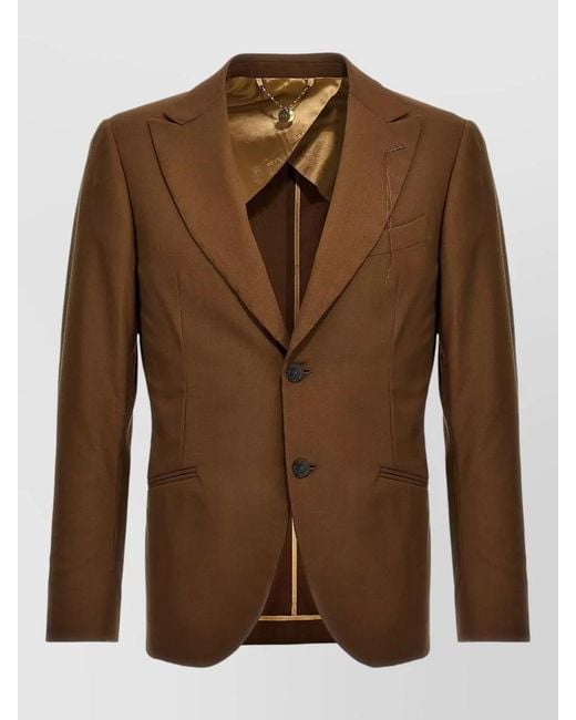 Maurizio Miri Brown Wool Single-Breasted Blazer for men