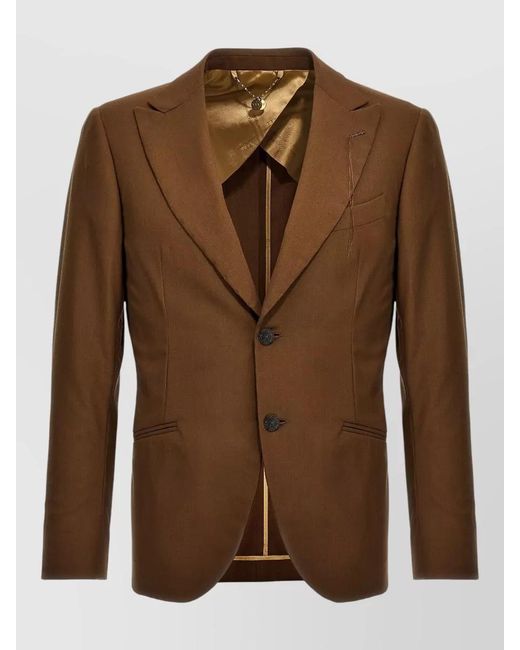 Maurizio Miri Brown Wool Single-Breasted Blazer for men