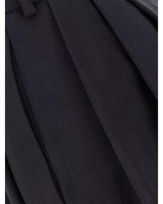 Quira Blue Virgin Wool Tapered Trousers