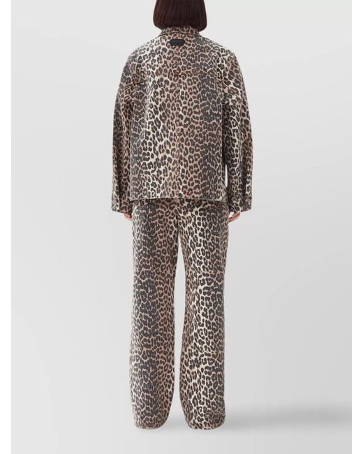 Ganni Multicolor Leopard Print Denim Jacket