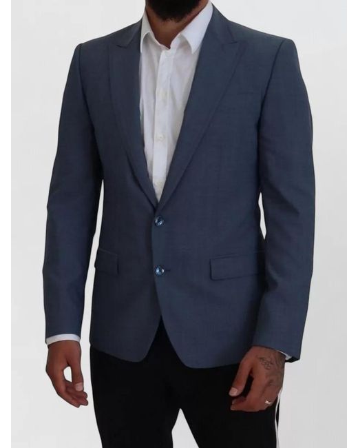 Dolce & Gabbana Blue Slim-Fit Wool Blazer for men