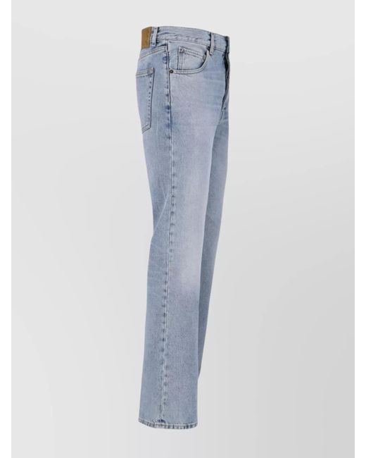 Haikure Blue Straight Trousers With Belt Loops And Pockets for men