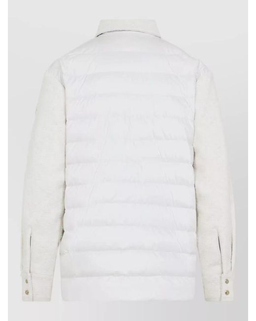 Moncler White Bouclé Down Fitted Jacket