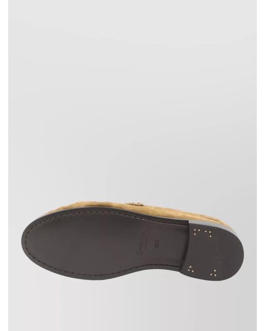 Saint Laurent Natural Signature Suede Loafers Round Toe Design