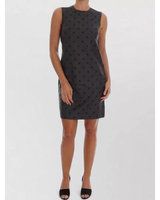 Dolce & Gabbana Black Polka Dot Wool Sheath Dress Knee Length