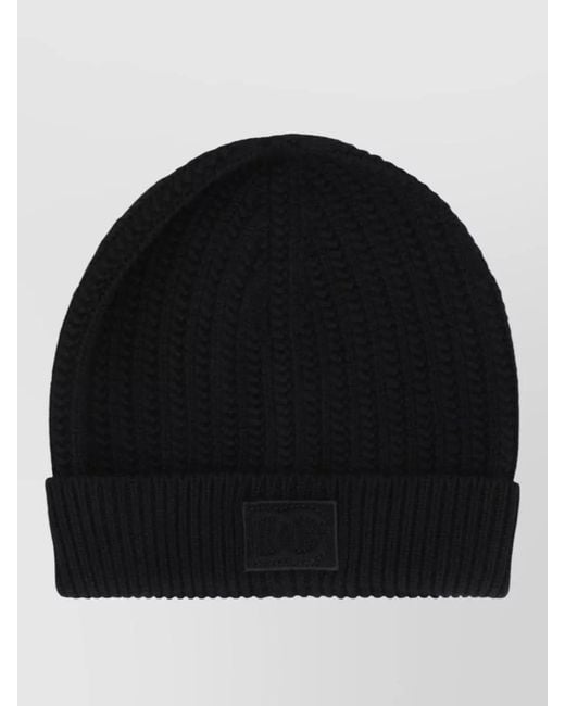 Dolce & Gabbana Black Knit Wool Hat Folded Cuff Stretch Fit for men