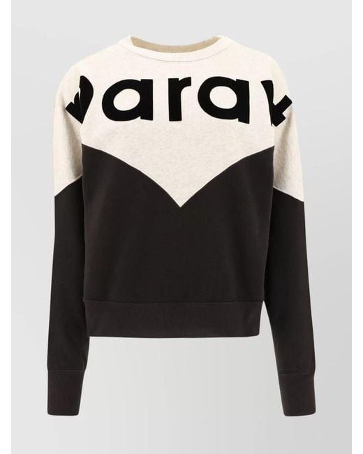 Isabel Marant Black Two-Tone Oversized Cotton-Blend Logo-Print Sweatshirt
