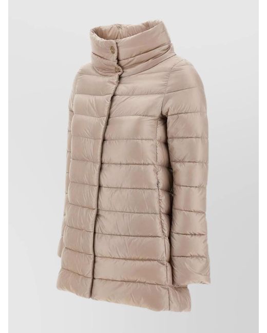Herno Natural "Amelia" Quilted Down Jacket With Crater Collar