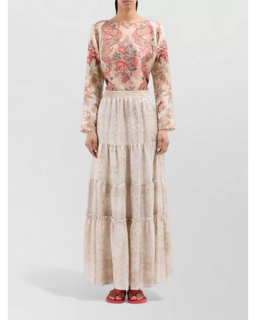 Pierre Louis Mascia Natural Silk Paisley Maxi Skirt