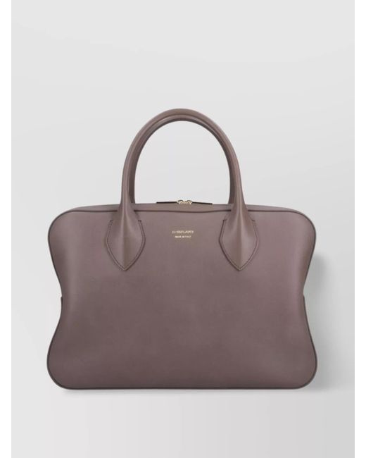 Ferragamo Gray Handbag With Detachable Strap And Structured Shape