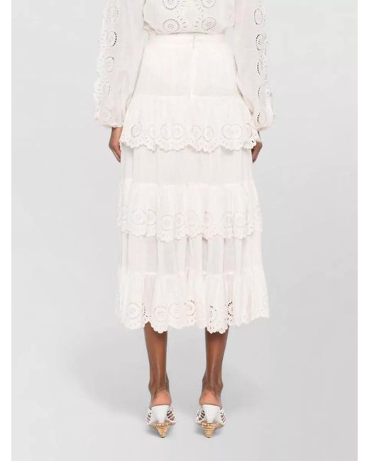 Zimmermann Natural Cotton Embroidered High-Rise A-Line Maxi Skirt